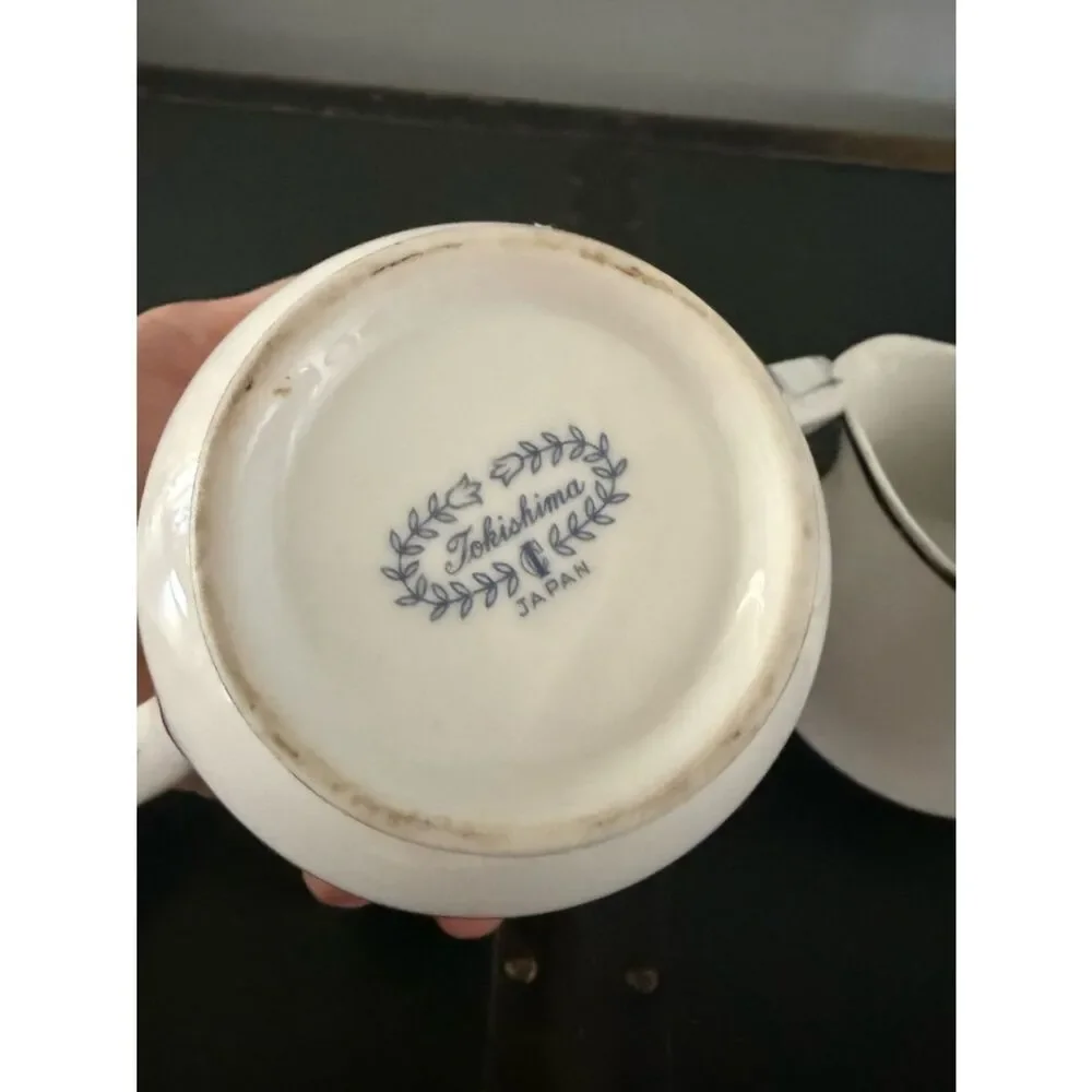 Tokishima  Sugar & Creamer White Platinum International Elegance Set Japan